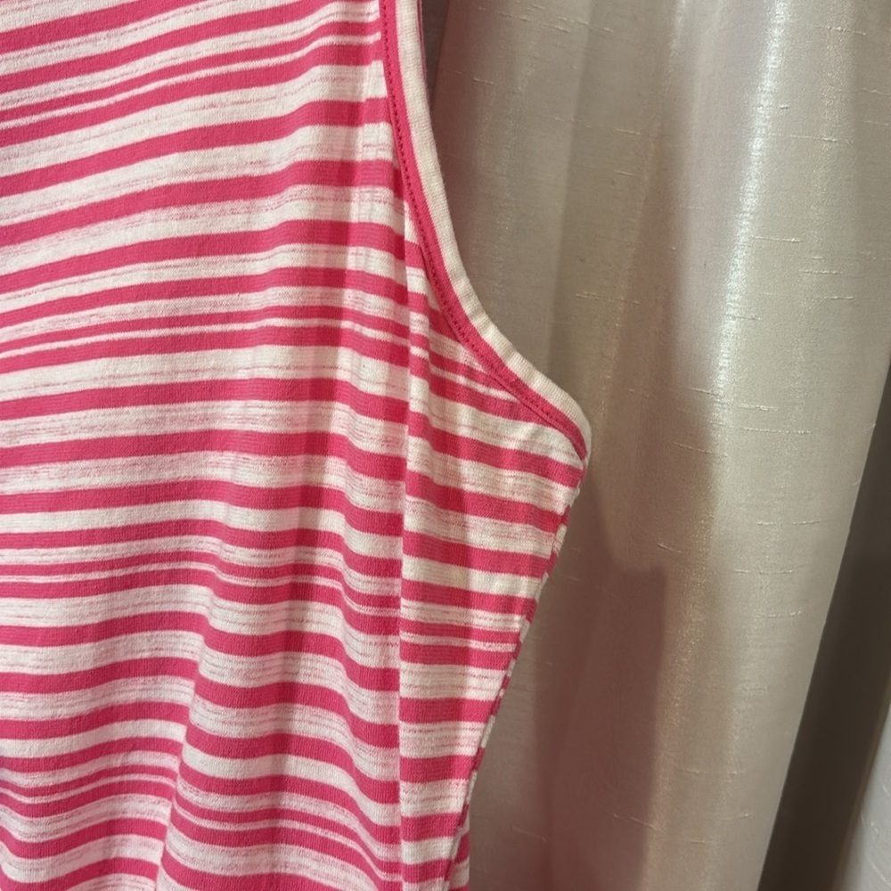 Talbots striped Pink Sleeveless shift dress, tie waist detail, XL, midi/knee - Picture 5 of 7